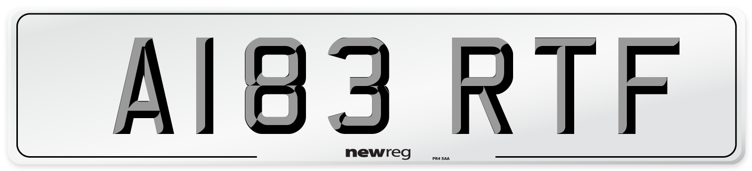A183 RTF Number Plate from New Reg